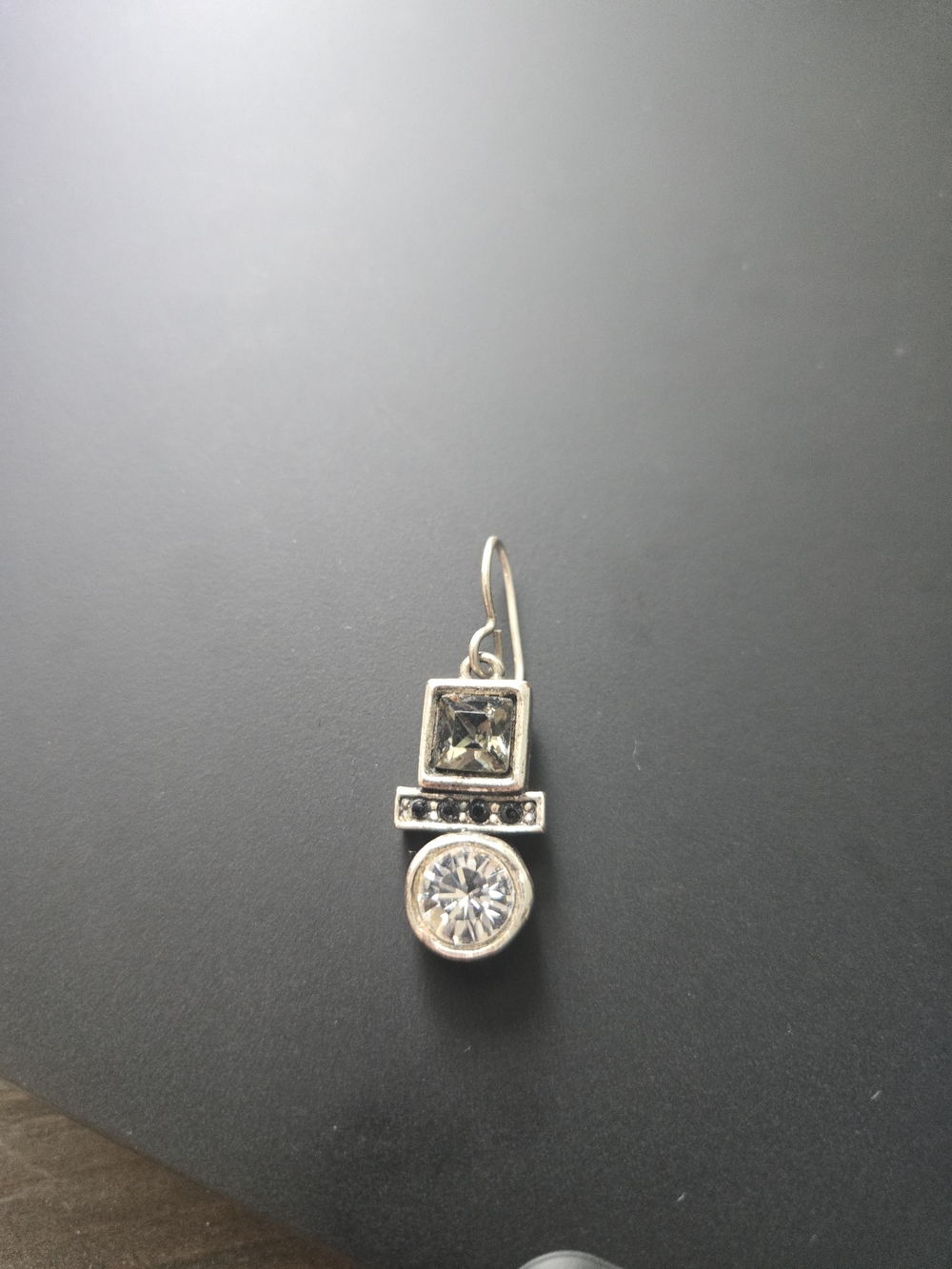 Single Sterling Silver Clear Crystal Drop Earring - Clear